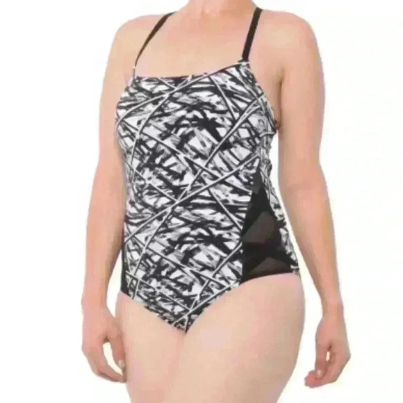 Profile Sports by Gottex Printed One-Piece Swimsuit in White/Black Size 10 NWT - Picture 1 of 7